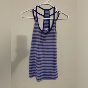 New Balance Workout Tank Top Racer Back Tank Top Running Striped Purple Size L